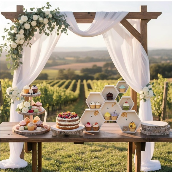 Rustic Wooden Cake Stand Set for Parties New - Picture 7 of 10